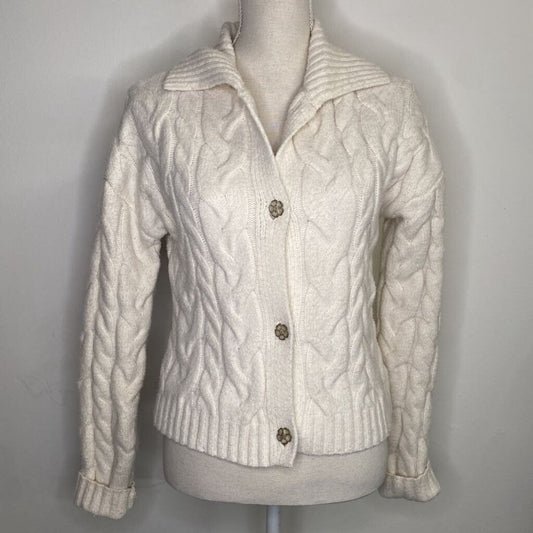 JESSICA SIMPSON - WHITE KNIT BUTTON-UP CARDIGAN