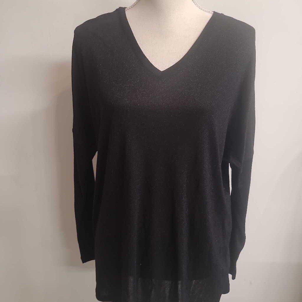 TRISTAN - BLACK "SPARKLE" V-NECK L/S TOP