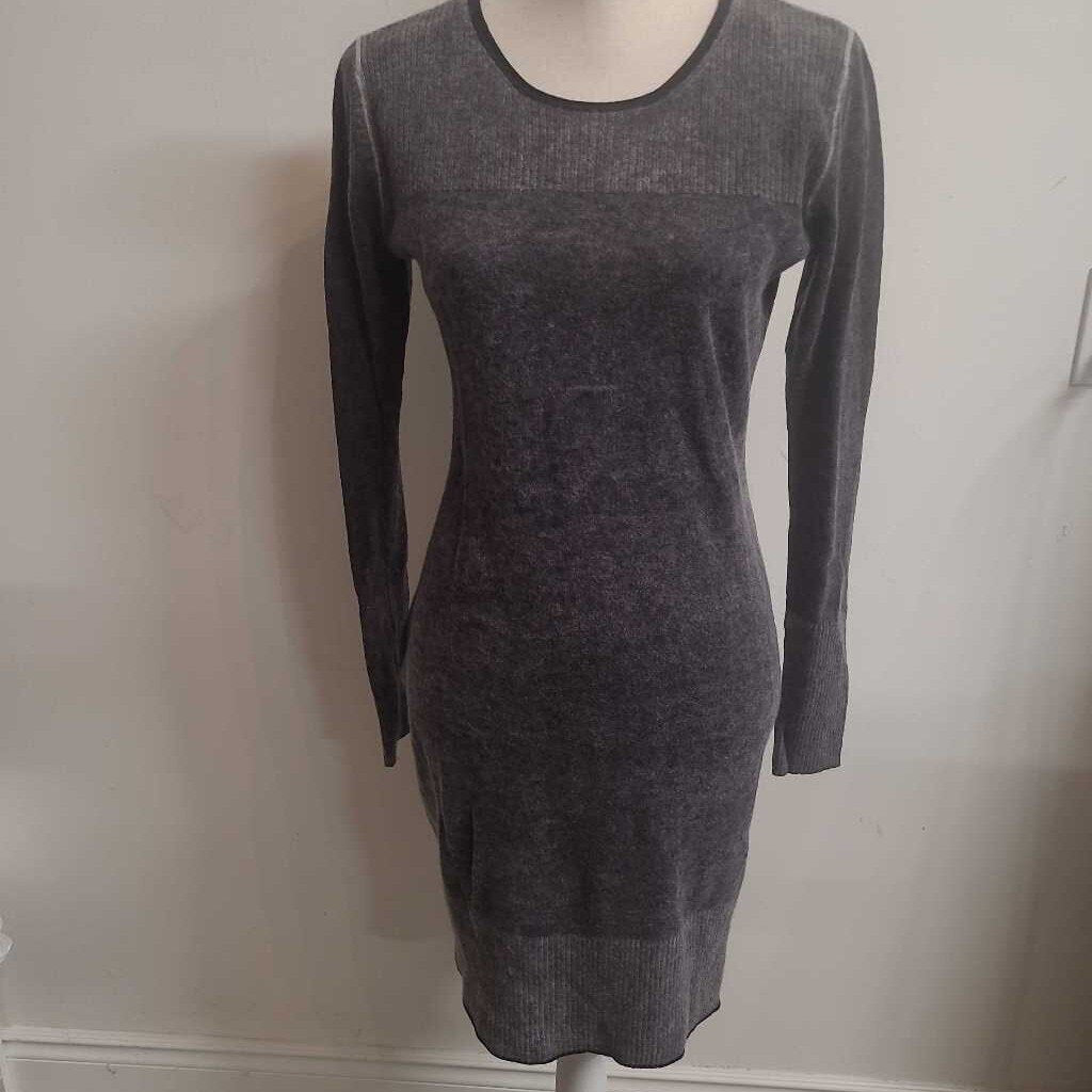 ESPIRT - GREY L/S WOOL-BLEND MIDI DRESS