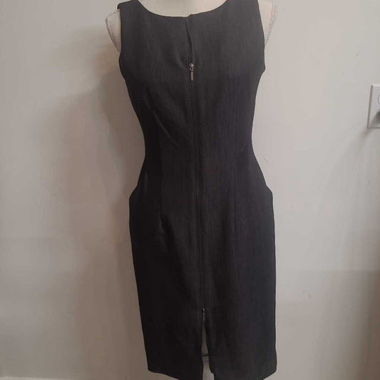 CALVIN KLEIN - DARK GREY ZIP-UP MIDI DRESS