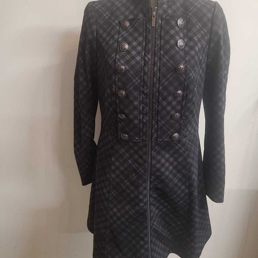 CLEO - BLACK PLAID MIDI COAT W/ BUTTONS