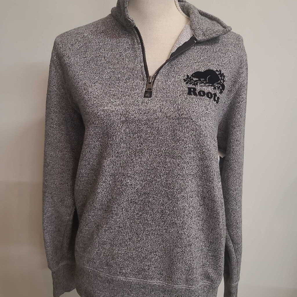 ROOTS - SALTNPEPPER QUARTER-ZIP SWEATER