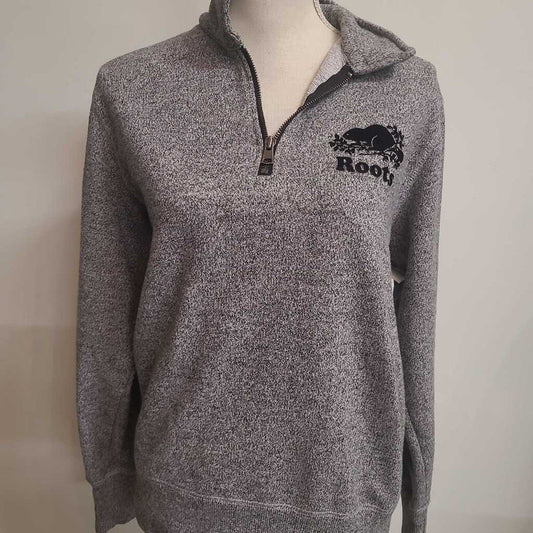 ROOTS - SALTNPEPPER QUARTER-ZIP SWEATER