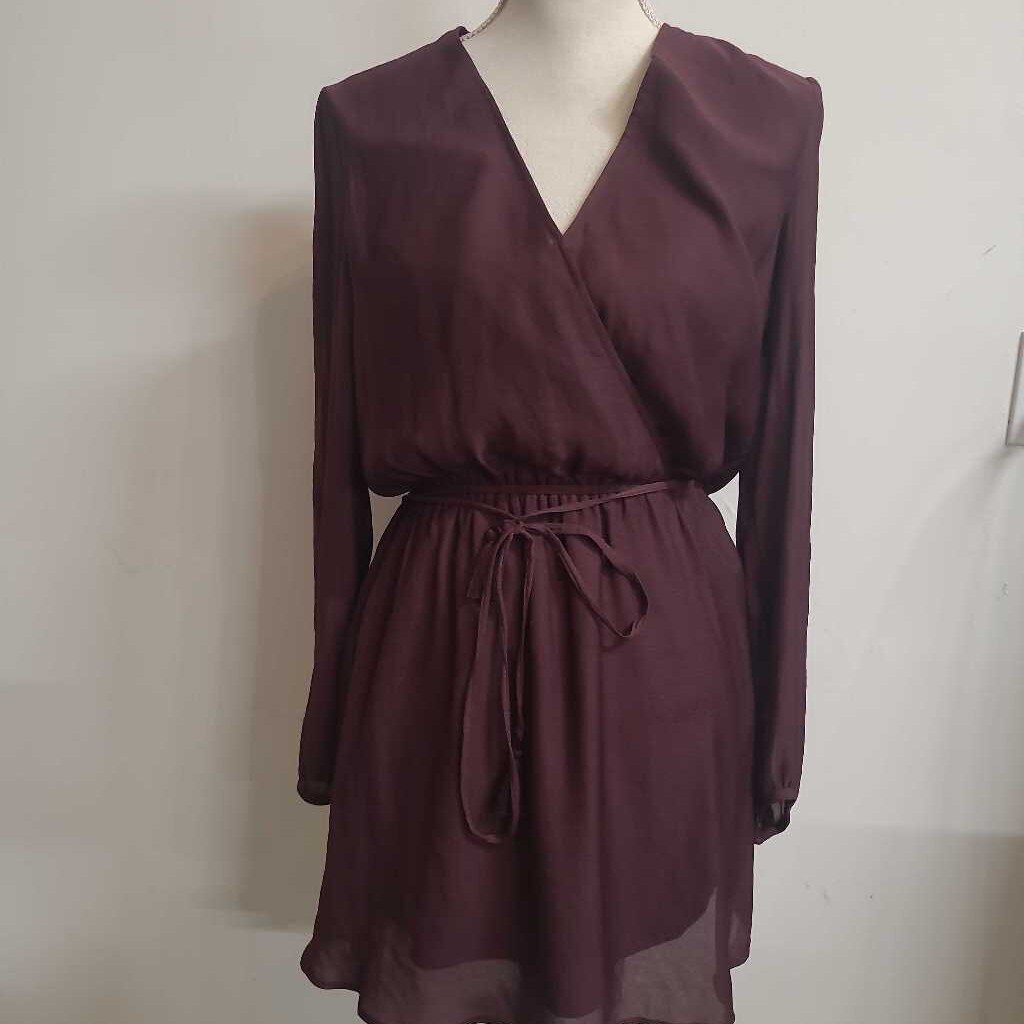 TALULA - PURPLE L/S V-NECK MIDI DRESS