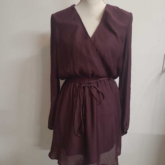 TALULA - PURPLE L/S V-NECK MIDI DRESS