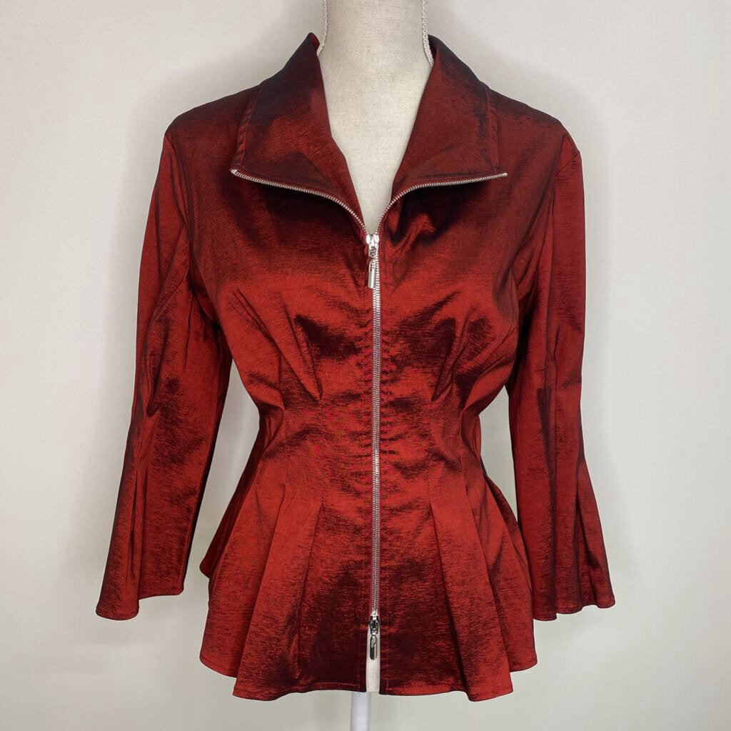 JOSEPH RIBKOFF - RED A-SYMMETRICAL PLEATED JACKET