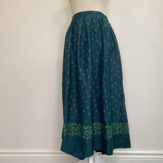 SUSAN BRISTOL - GREEN MISTLETOE MIDI SKIRT