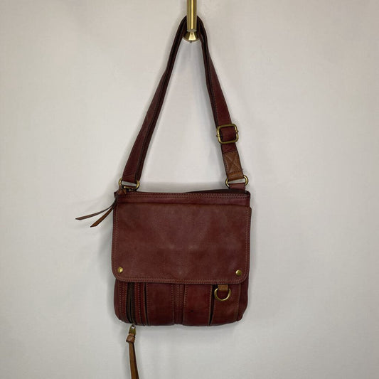 *AS IS* FOSSIL - BROWN LEATHER CROSSBODY PURSE