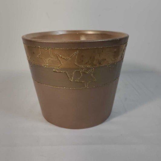 BROWN POT W/ GOLD STARS