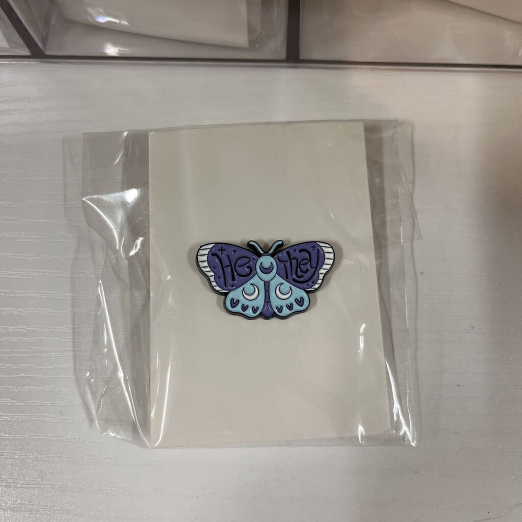 HE/THEY BUTTERFLY ENAMEL PIN