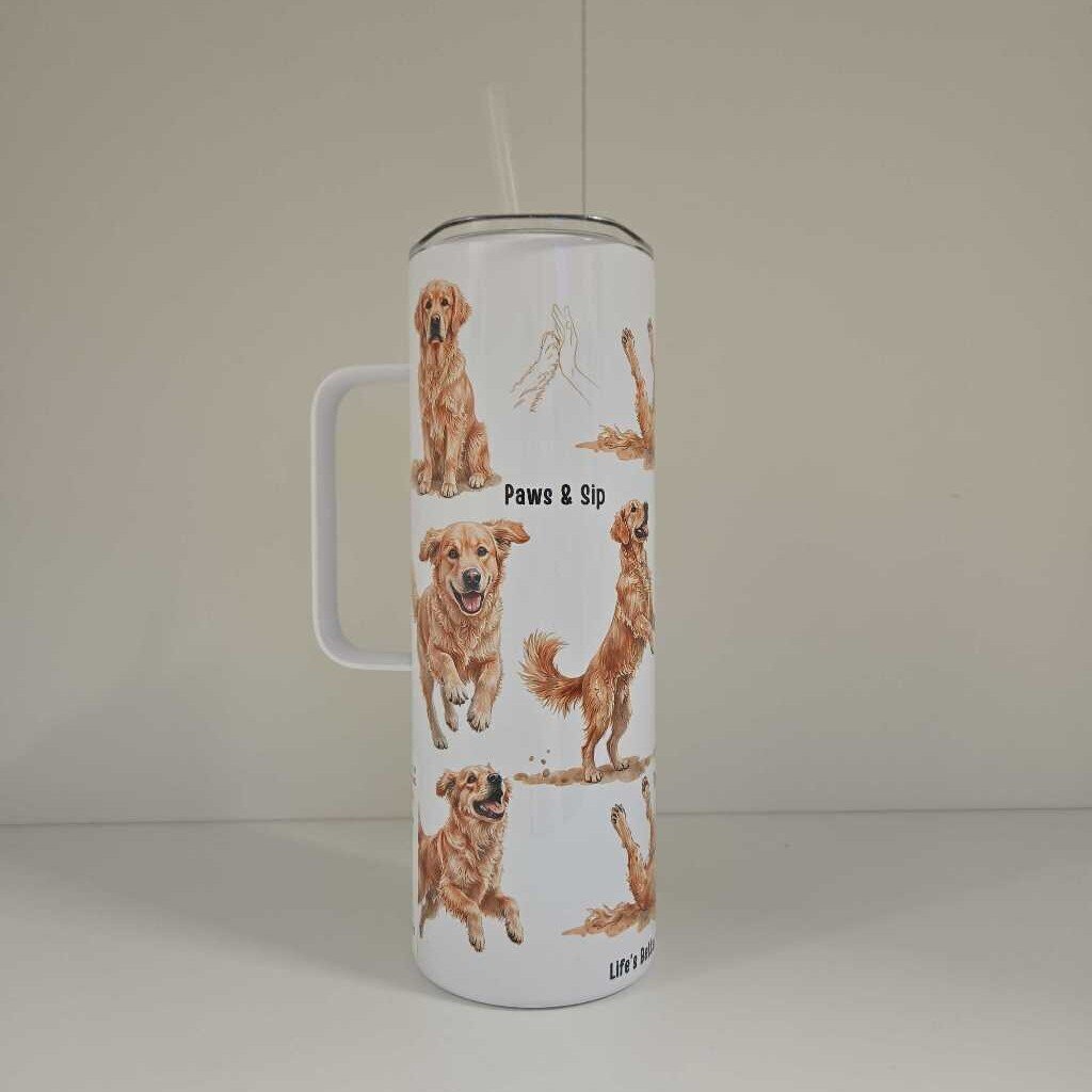 20 OZ GOLDEN RETRIEVER TUMBLER WITH HANDLE