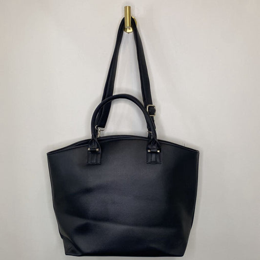 CESCA - BLACK VEGAN LEATHER TOTE BAG