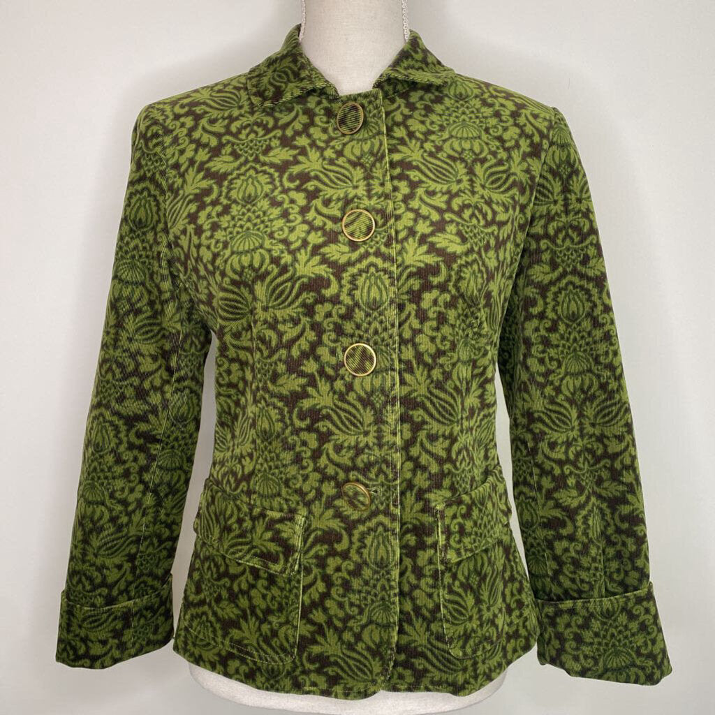 TALBOTS - GREEN/BROWN PAISLEY CORDUROY JACKET