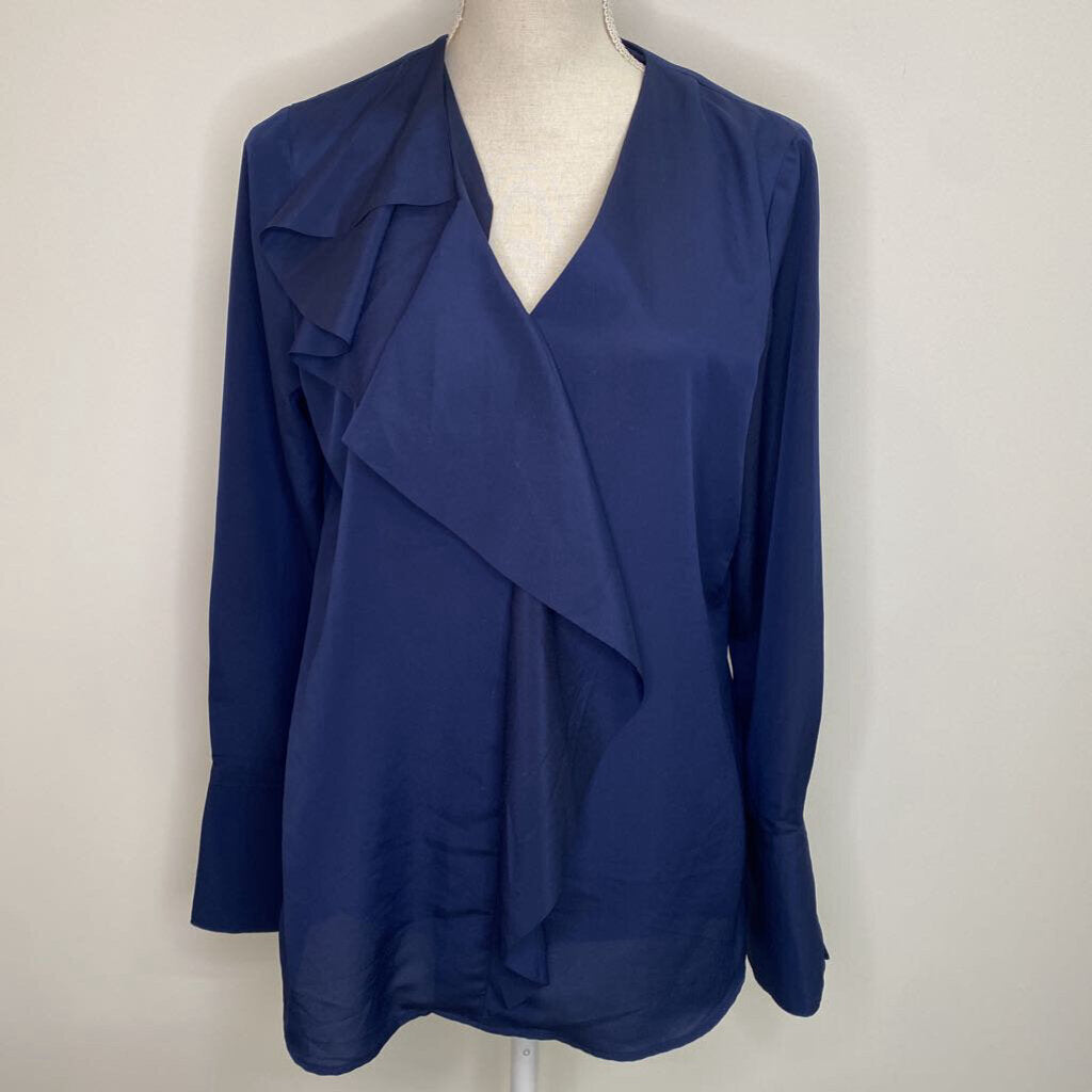 BANANA REPUBLIC - NAVY L/S TOP W/ RUFFLED COLLAR