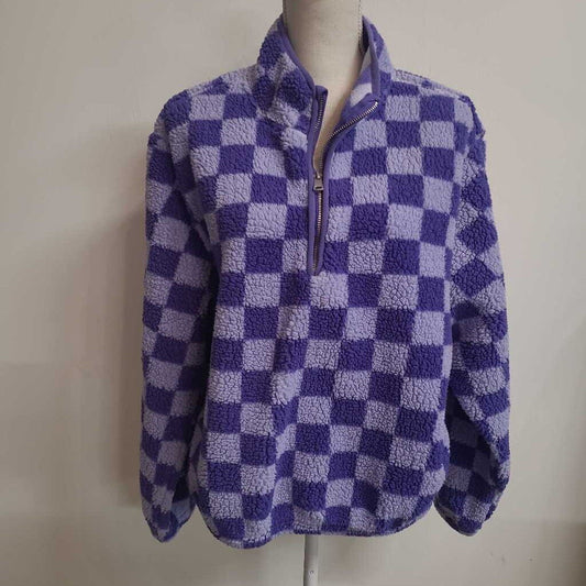PURPLE HALF ZIP FLEECE PULLOVER