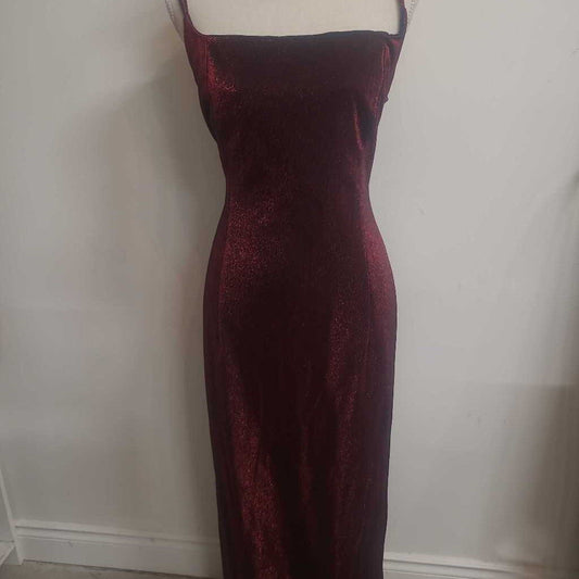 BURGANDY SHIMMERY MAXI TANK DRESS
