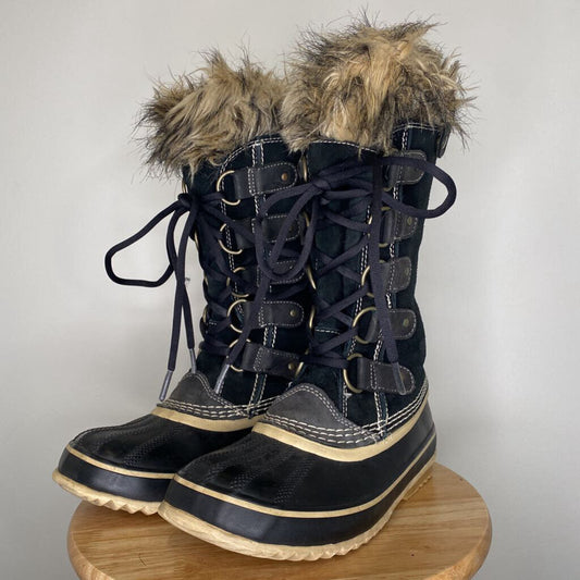 SOREL - "JOAN OF ARCTIC" BLACK SUEDE WINTER BOOTS