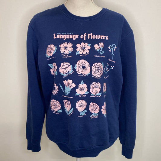 STAY HOME CLUB - NAVY "LANGUAGE OF FLOWERS" CREWNECK SWEATER