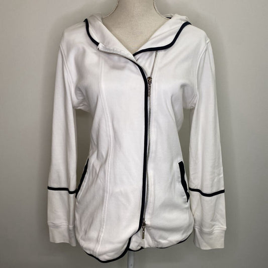 BLYSE - WHITE ZIP-UP W/ BLACK TRIM HOODIE