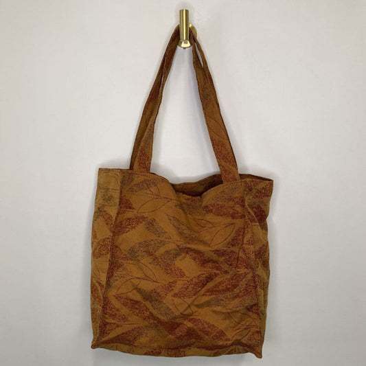 BROWN LEAF CANVAS TOTE BAG