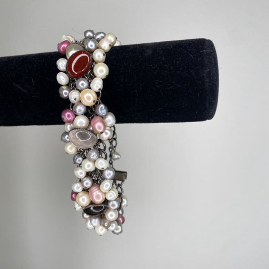 CLUSTER PEARL&GEM BRACELET