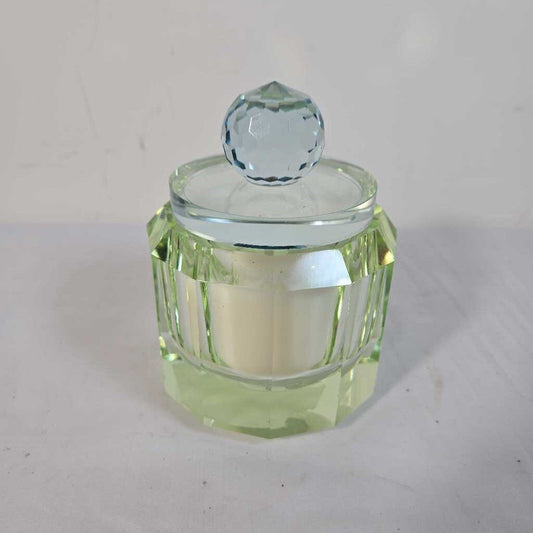 CANDLE IN CUT GLASS JAR