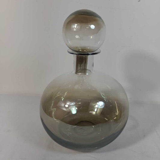 AMBER GLASS VASE W/STOPPER