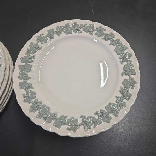 S/13 WEDGWOOD QUEENSWARE EMBOSSED PLATES