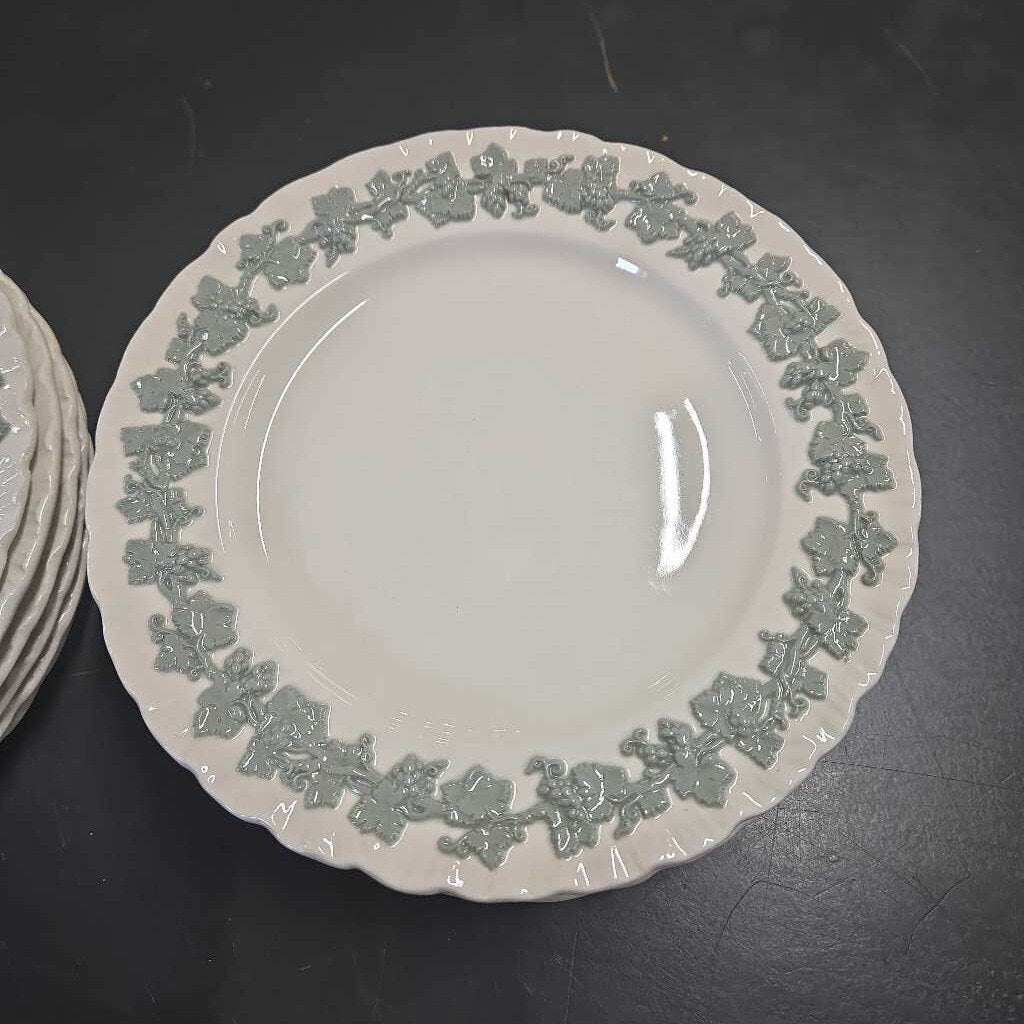 S/13 WEDGWOOD QUEENSWARE EMBOSSED PLATES