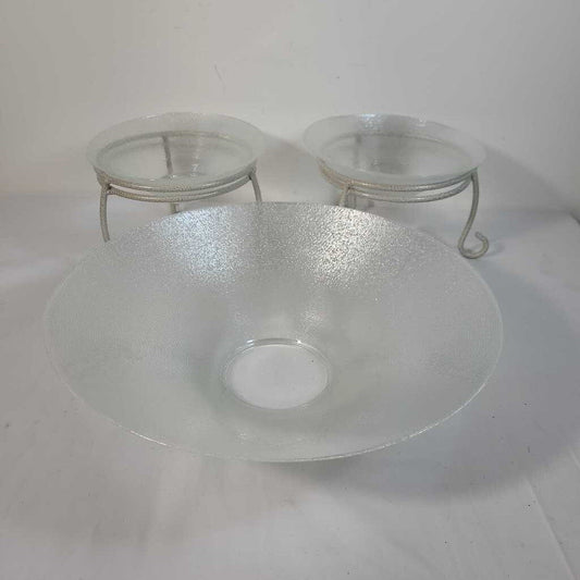 3 PC GLASS BOWL SERVING SET