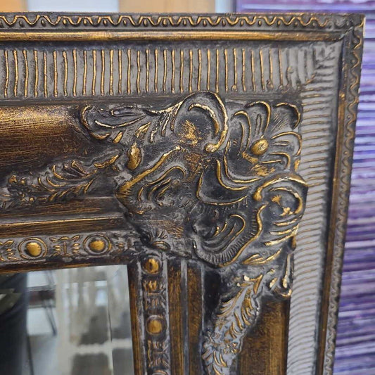 GOLD/BROWN FRAMED BEVELED MIRROR