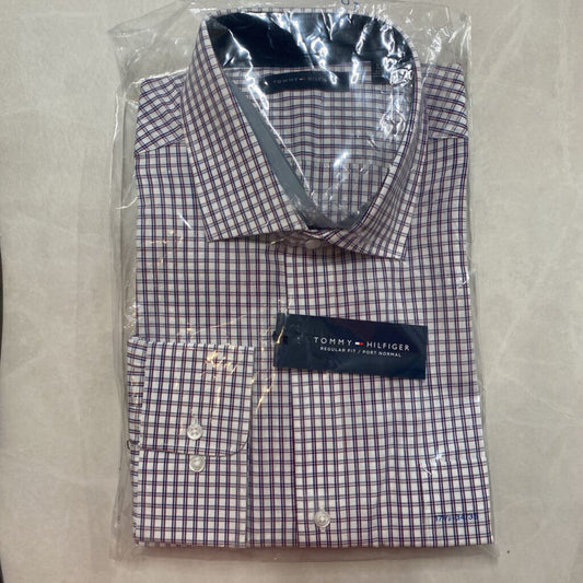 *NWT* TOMMY HILFIGER - WHITE/RED/BLUE CHECKERED BUTTON-UP SHIRT