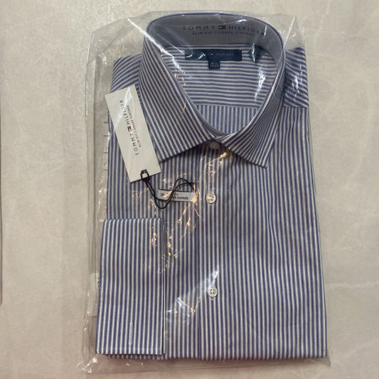 *NWT* TOMMY HILFIGER - WHITE/BLUE STRIPED BUTTON-UP SHIRT