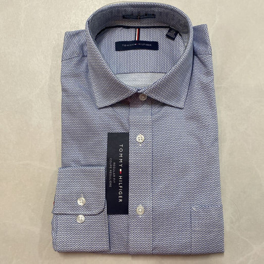 *NWT* TOMMY HILFIGER - BLUE/WHITE DESIGN BUTTON-UP SHIRT