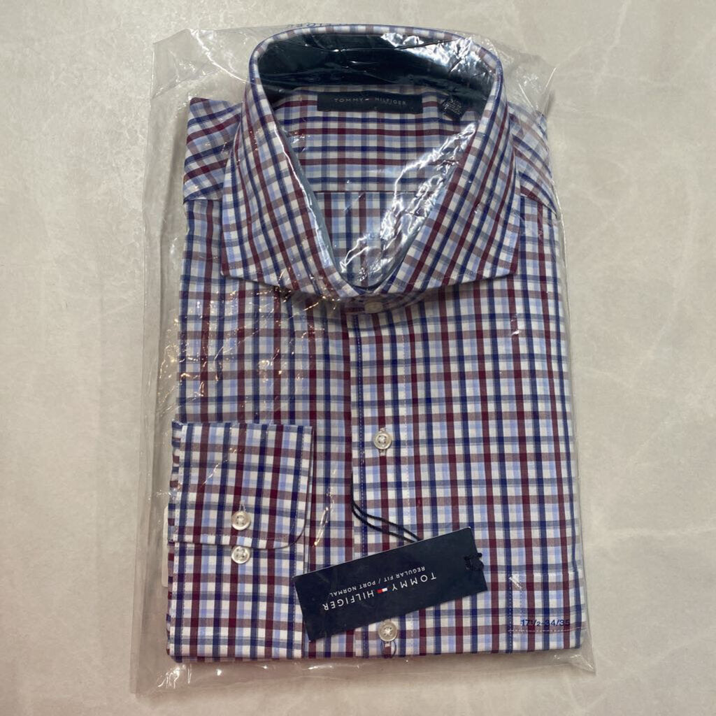 *NWT* TOMMY HILFIGER - RED/WHITE/BLUE CHECKERED BUTTON-UP SHIRT