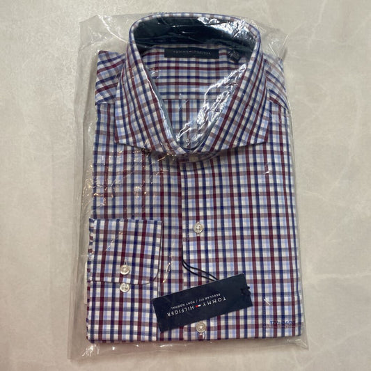 *NWT* TOMMY HILFIGER - RED/WHITE/BLUE CHECKERED BUTTON-UP SHIRT