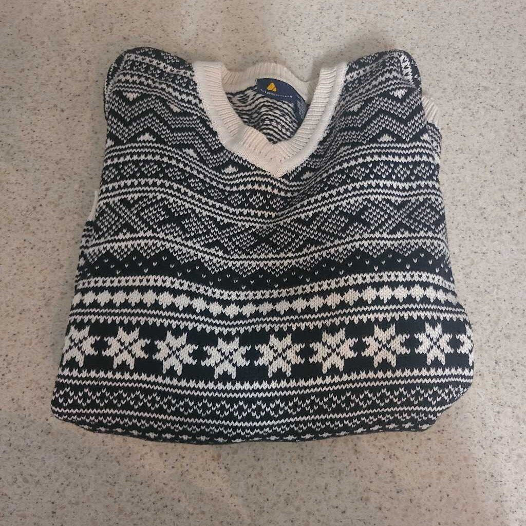 LIZSPORT - B/W "SNOWFLAKE" COTTON PULLOVER SWEATER