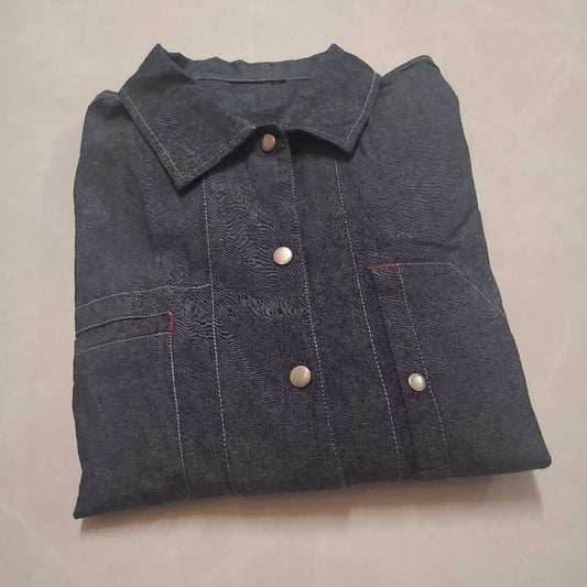 TRISTAN - DARK-WASH DENIM BUTTON-UP SHORT JACKET