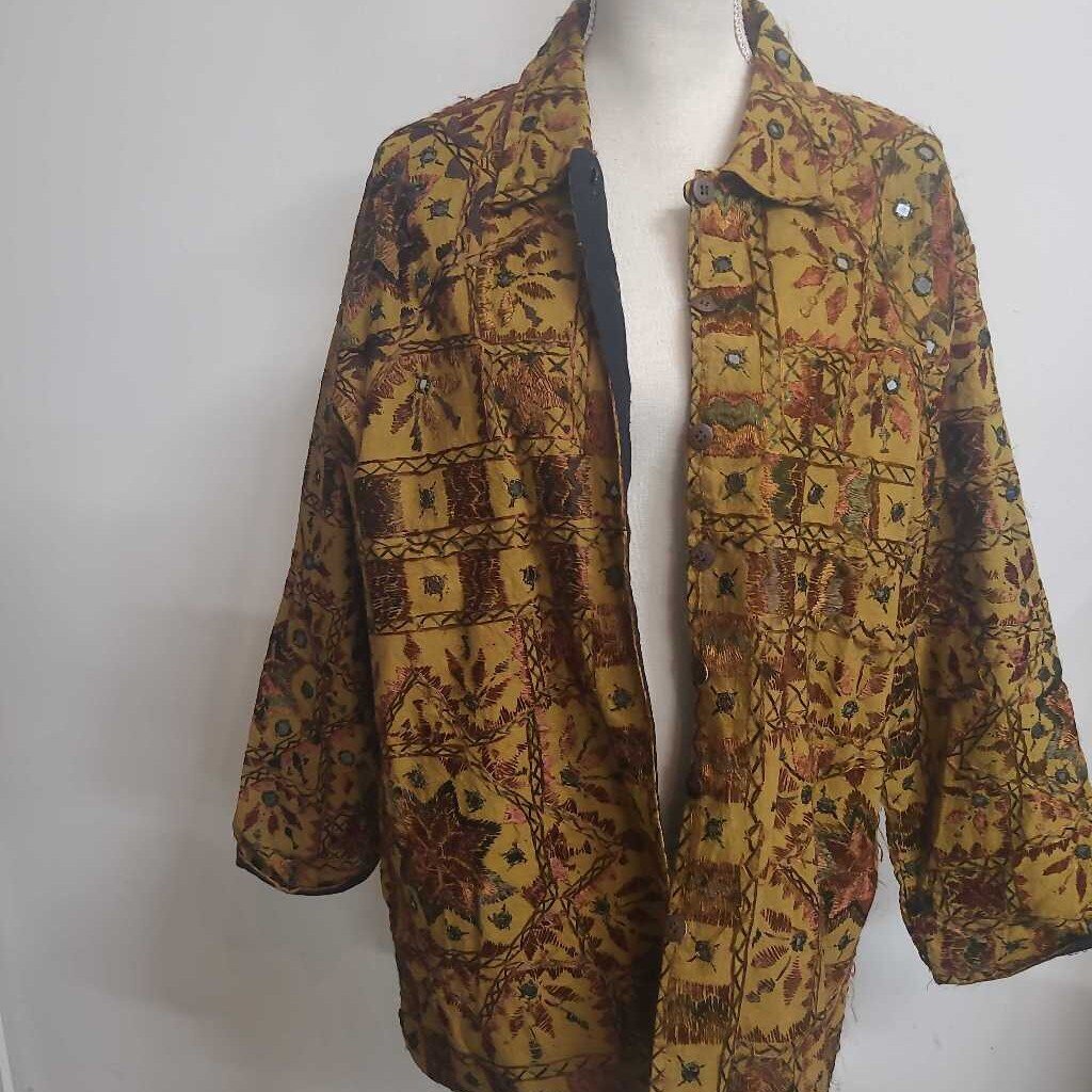 PAPILLON - MUSTARD YELLOW JACKET W/ EMBROIDERY&EMBELLISHMENTS