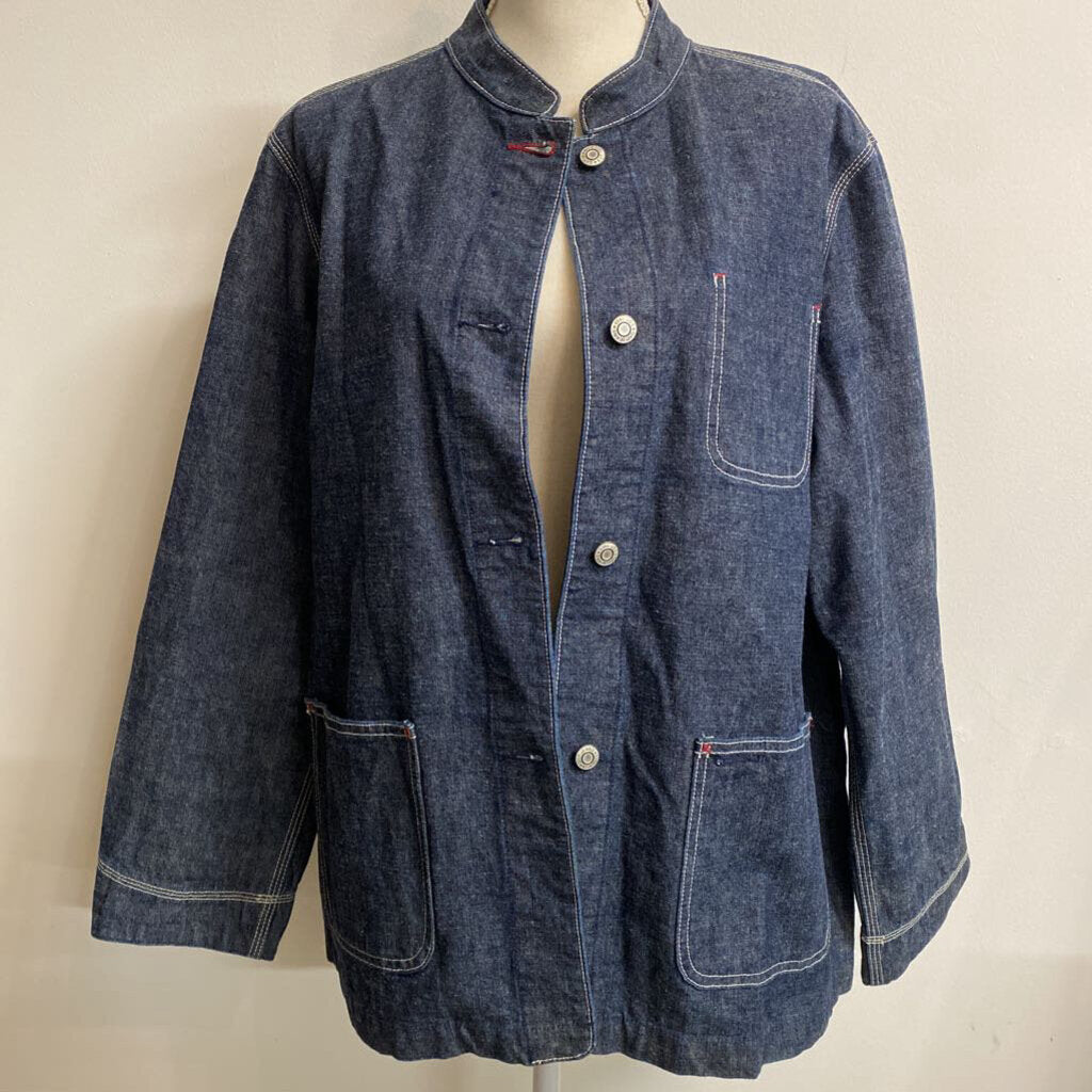GAP - DARK-WASH DENIM BUTTON-UP SHORT JACKET