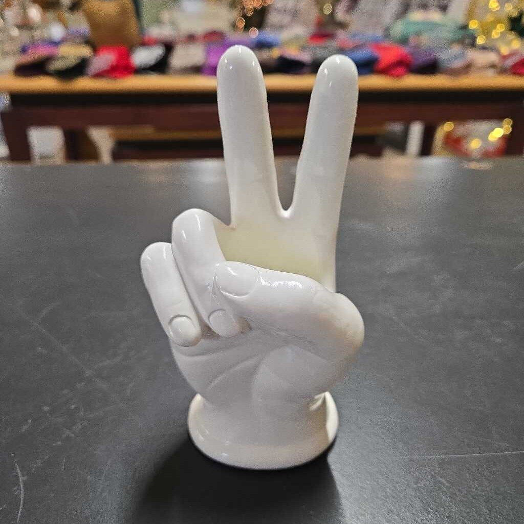 WHITE PEACE SIGN VASE