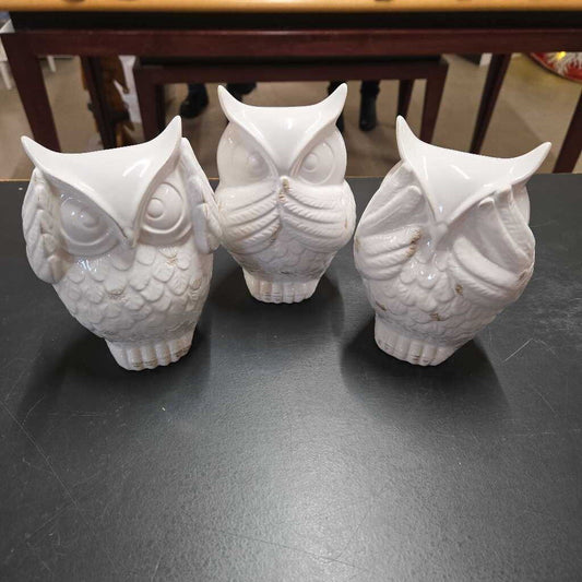 S/3 SEE, SPEAK & HEAR NO EVIL OWLS