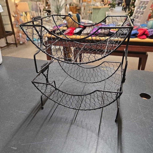 BLACK WIRE 2 TIER BASKET