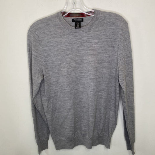 MENS GREY CREWNECK MERINO WOOL SWEATER