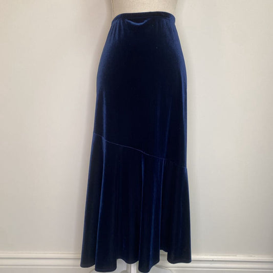 LAURA PETITES - BLUE VELVET MIDI SKIRT