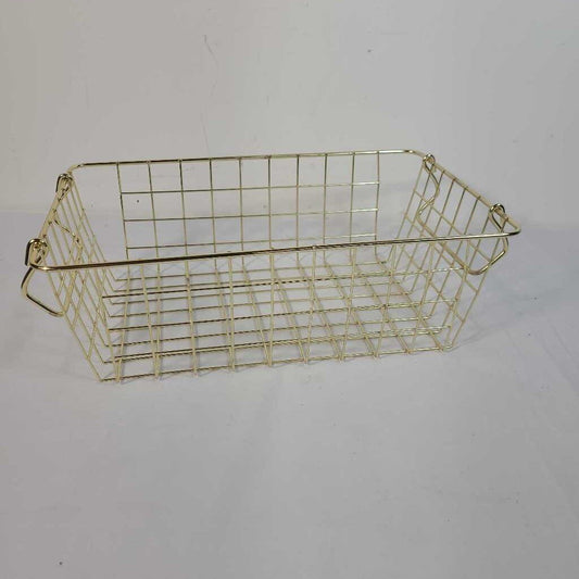 GOLD WIRE BASKET W/ HANDLES