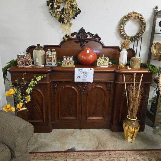 ANTIQUE MAHOGANY BREAKFRONT SIDEBOARD
