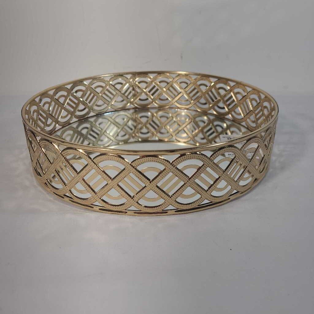 ROUND GOLD MIRRORED TRAY