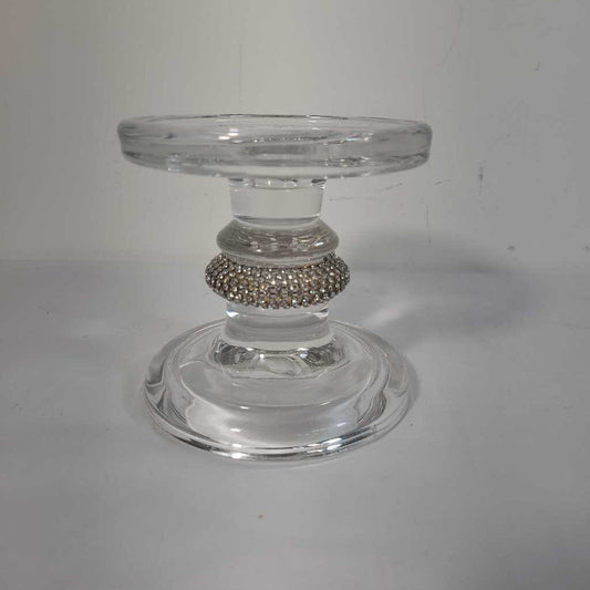 GLASS CANDLE HOLDER W/BLING