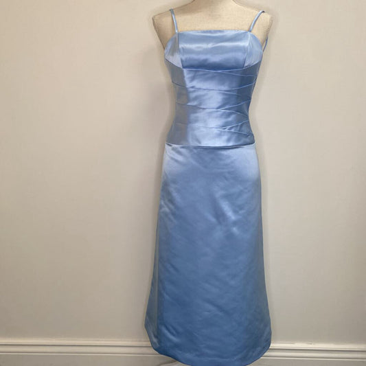 MONIQUE'S COLLECTION - PASTEL BLUE SATIN EVENING DRESS W/ SASH